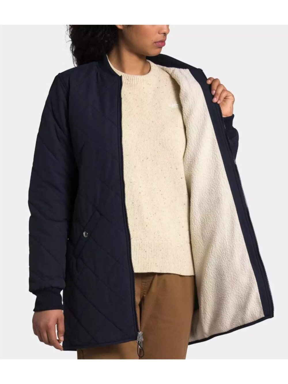 The North Face Women's Parka Aviator Jacket Coat - Navy Small, New Tags - Picture 2 of 5